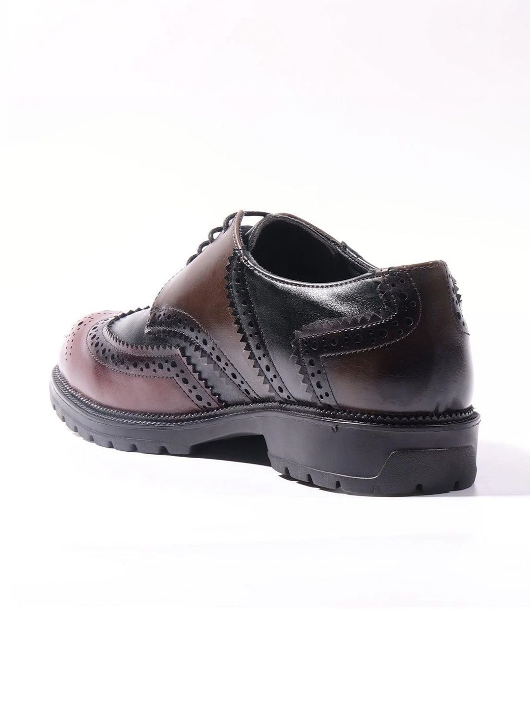 MONKSTORY Black & Brown Atelier 1900 Wingtip Tricolor Brogue Lace-Ups
