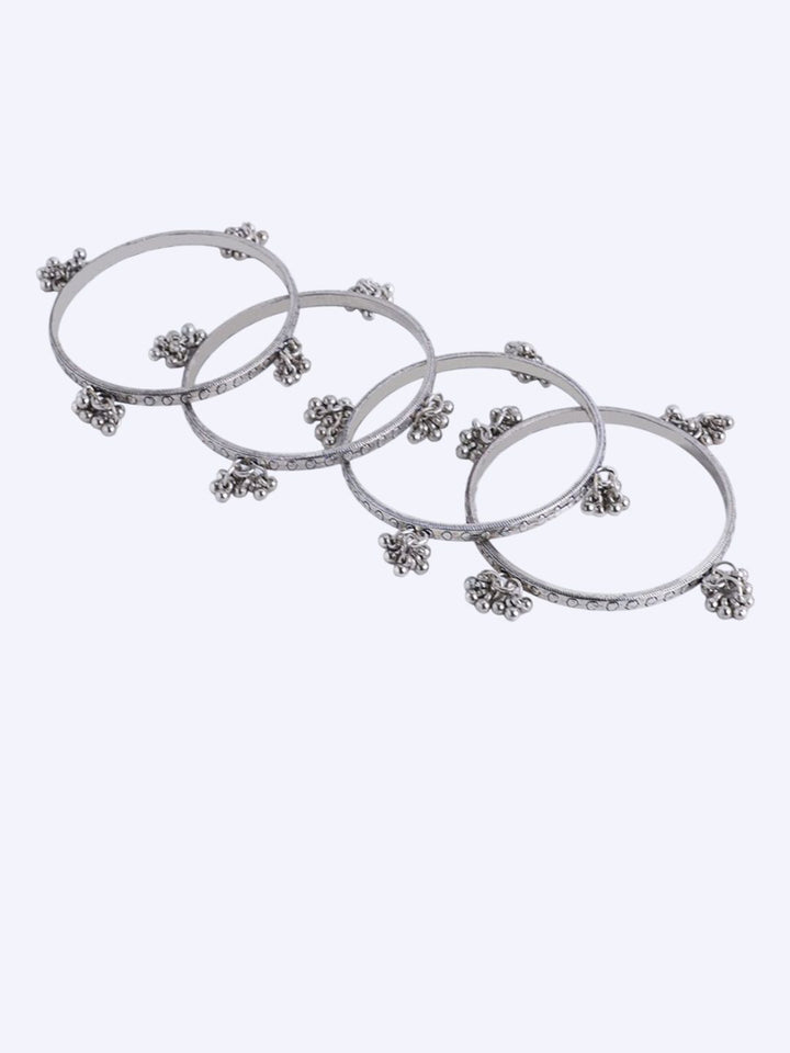 Anouk Set Of 4 Silver-Plated Artificial Beaded Bangles