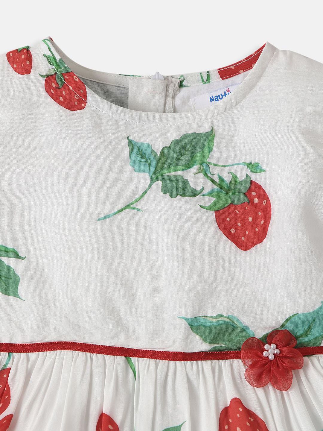 Nauti Nati Girls Soft Rayon Cotton Strawberry Print Frock