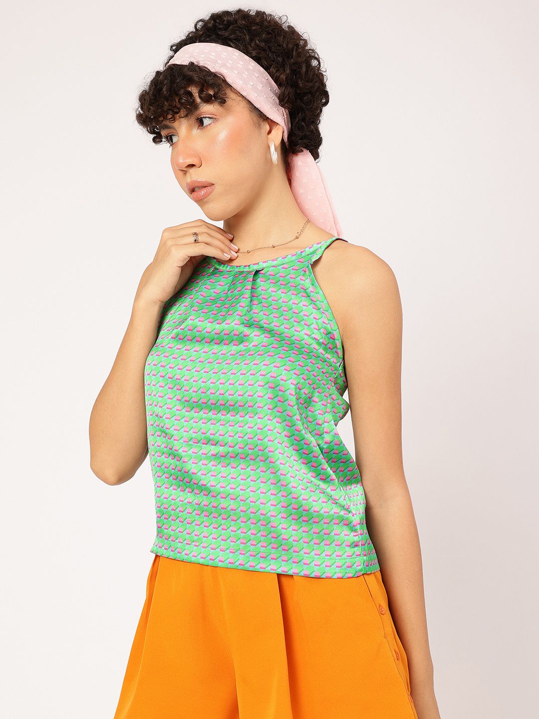 DressBerry Pleated Perfection Printed Top
