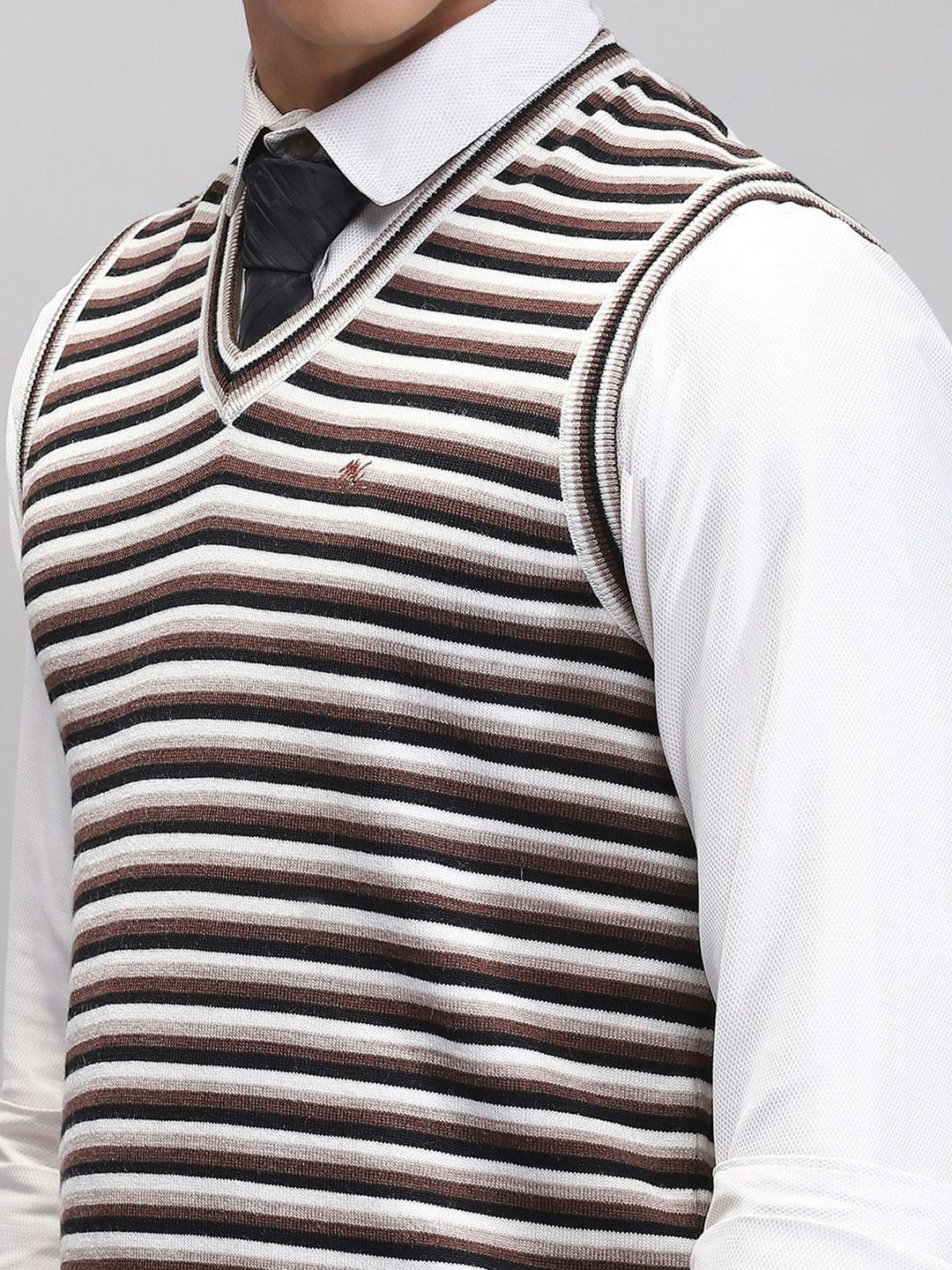 Monte Carlo Men Striped Woollen Sweater Vest