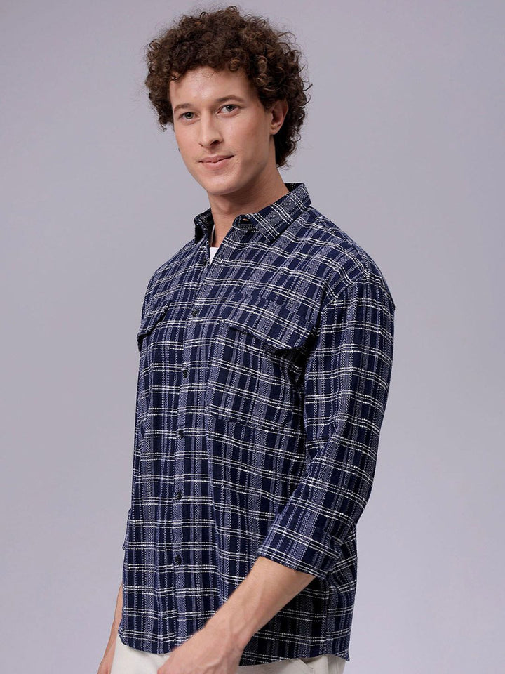 The Indian Garage Co Men Relaxed Fit Textured Checked Resortwear Shirt