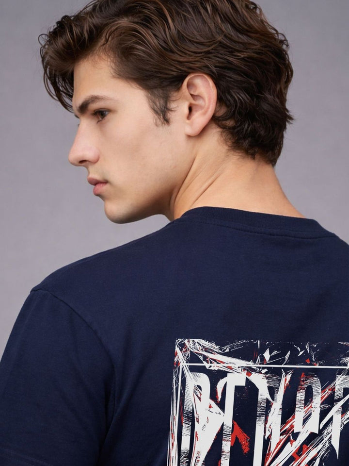 ADRO Graphic Printed Drop-Shoulder Sleeves Cotton T-shirt