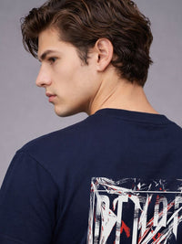 ADRO Graphic Printed Drop-Shoulder Sleeves Cotton T-shirt
