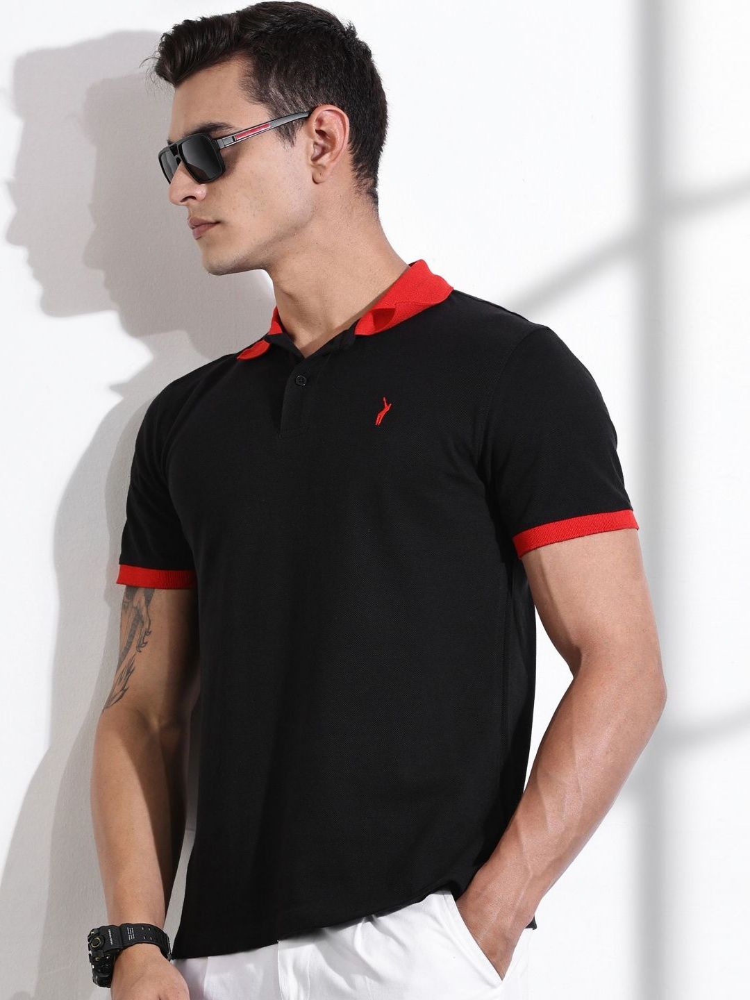Thomas Scott Men Polo Collar Applique T-shirt