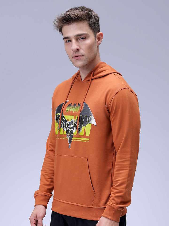 The Indian Garage Co Men Oversized Batman Printed Overhead Hooded Sweatshirt