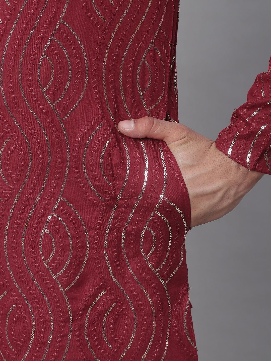 SOJANYA Sequin Embroidered Pure Cotton Kurta with Churidar
