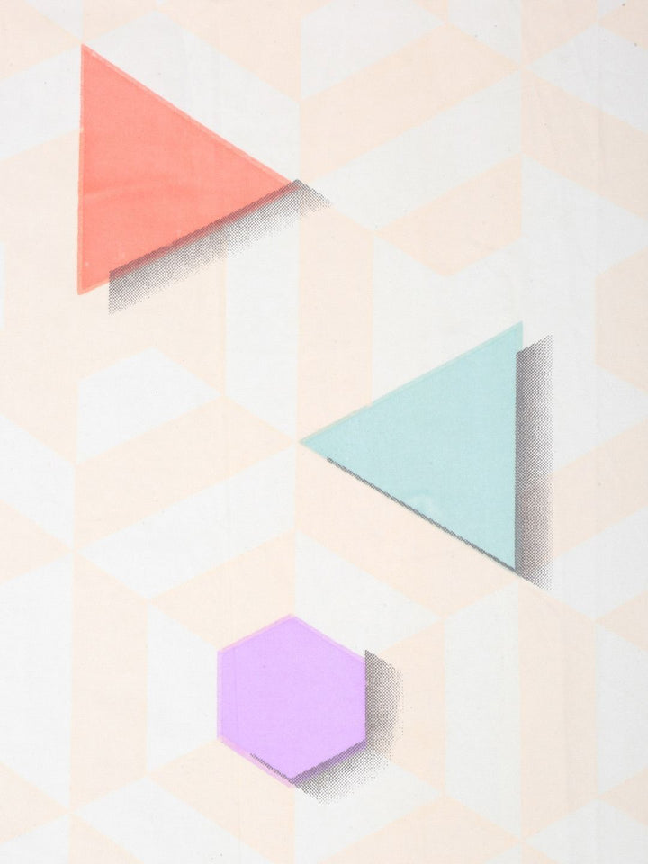Myntra Elegant Homes Peach Geometric Polycotton 300 TC Cadar Katil Halus King dengan 2 Sarung Bantal-98 x 87 inci
