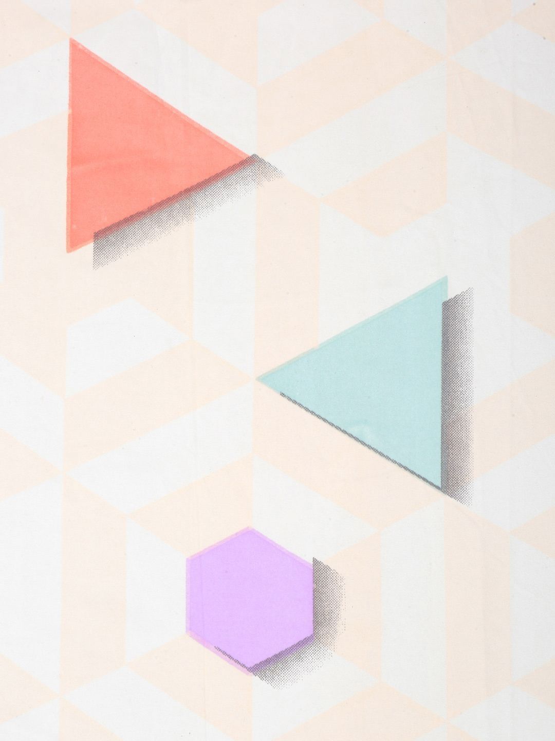Myntra Elegant Homes Peach Geometric Polycotton 300 TC Cadar Katil Halus King dengan 2 Sarung Bantal-98 x 87 inci