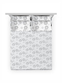 Myntra Elegant Homes White Geometric 400 TC King Cotton Bedsheet with 2 Pillow Covers