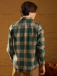 DENNISON Men Double Pocket Drop Shoulder Oversized Cotton Checked Shacket