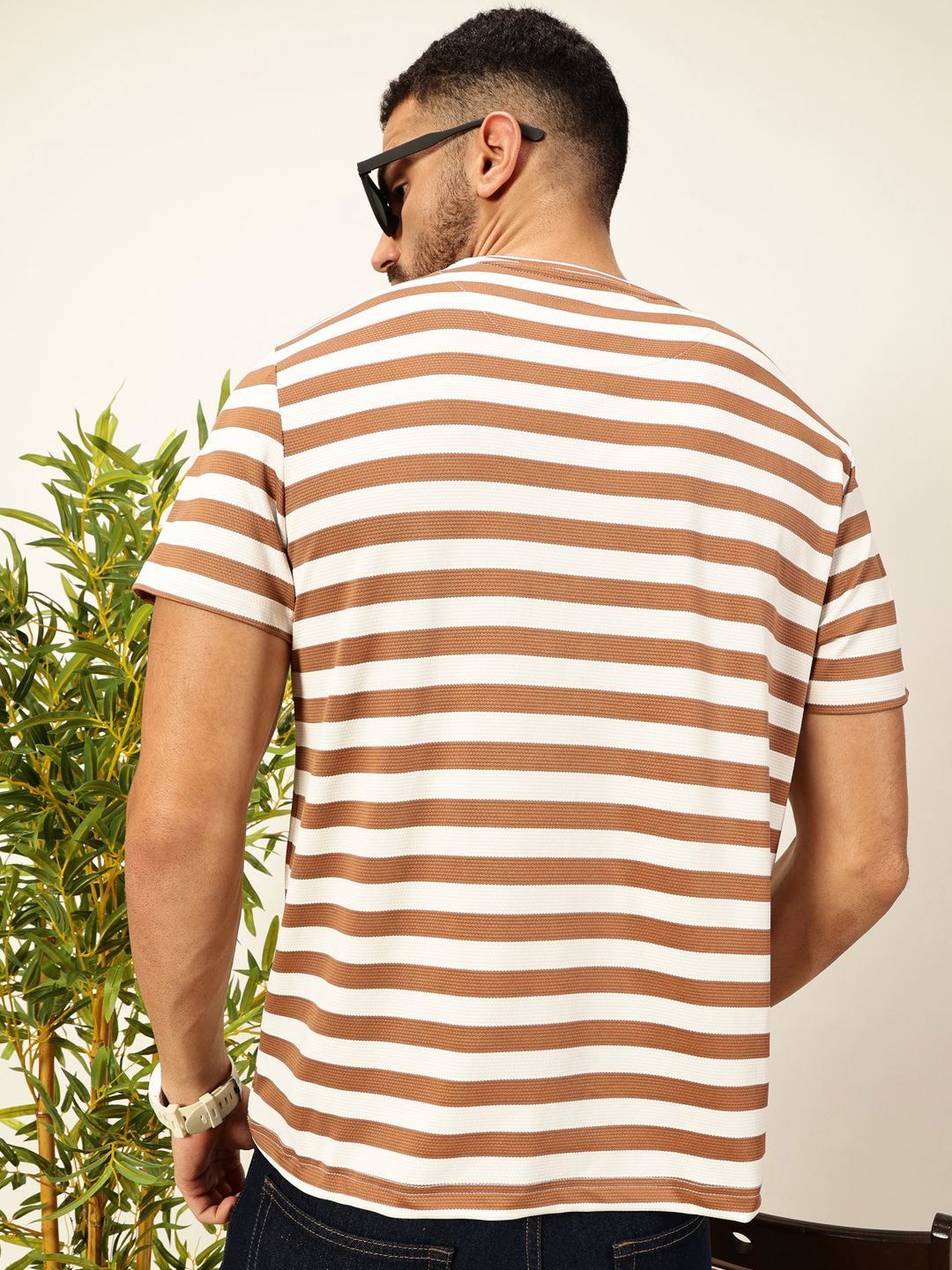 Thomas Scott Men Anti Odour Striped Round Neck T-shirt