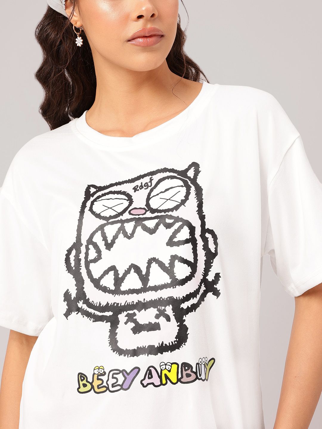 DressBerry Casual Comic Playful Printed Relax Longline Tee