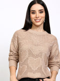 Tokyo Talkies Wanita Reka Bentuk Sendiri Lengan Panjang Pullover