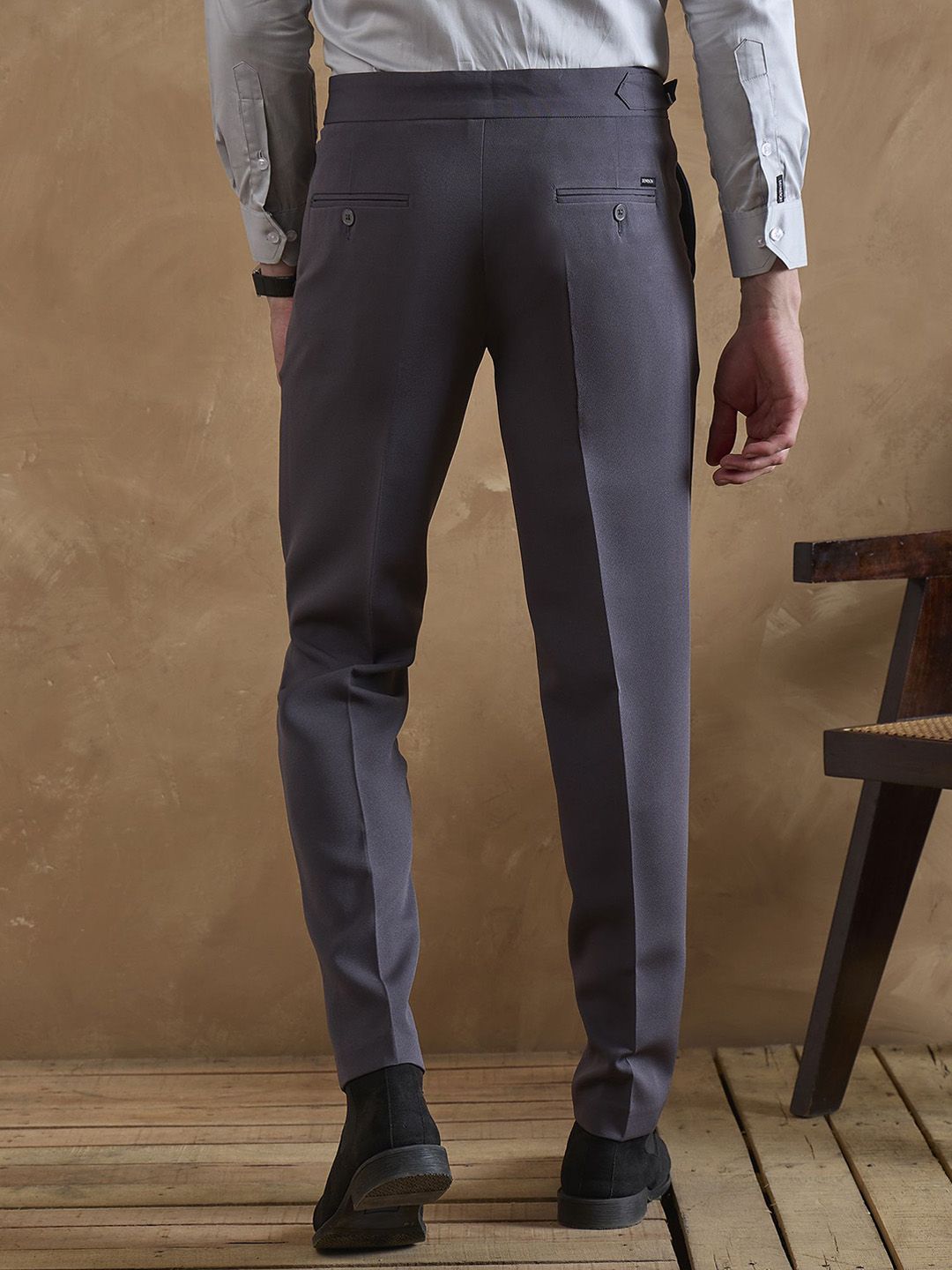 DENNISON Men Relaxed Mid-Rise Easy Wash Pleated Chinos Trousers