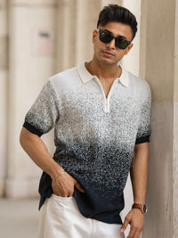 Powerlook Men Regular Fit Abstract Printed Polo Collar Cotton T-shirt