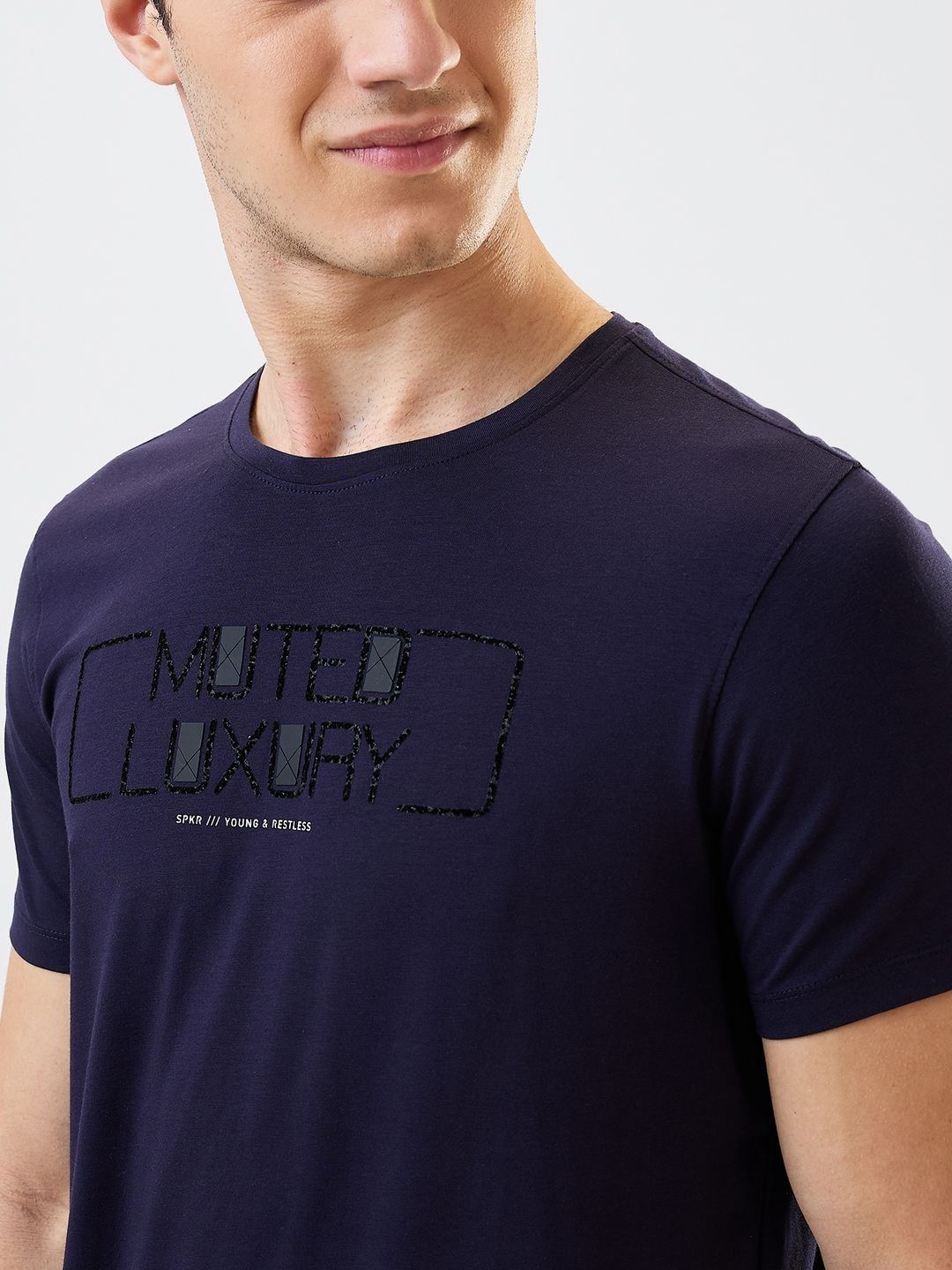 SPYKAR Men Typography Printed Round Neck Cotton Slim Fit T-shirt