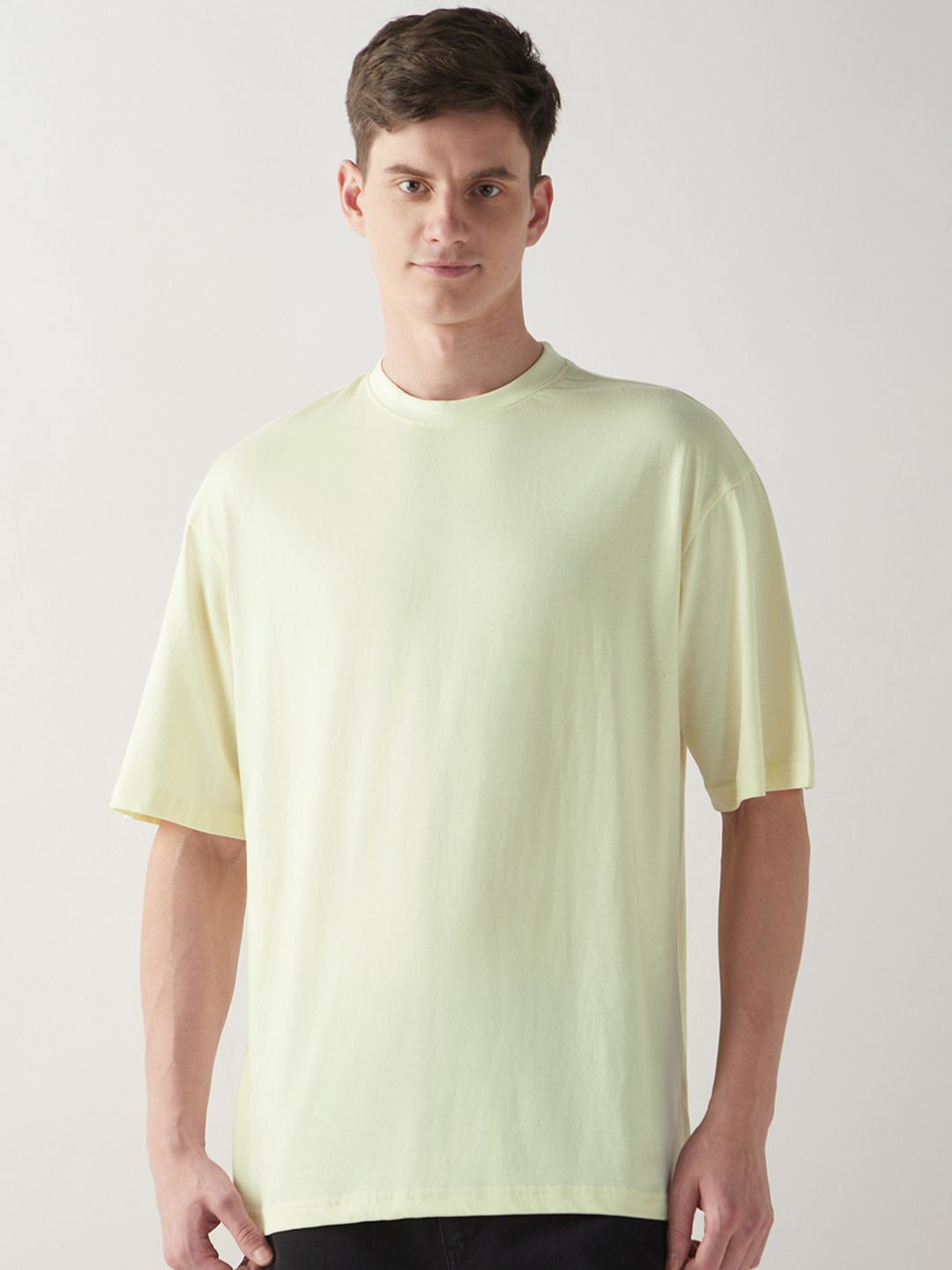 Bewakoof Men Cotton White Solid Oversize T-Shirt