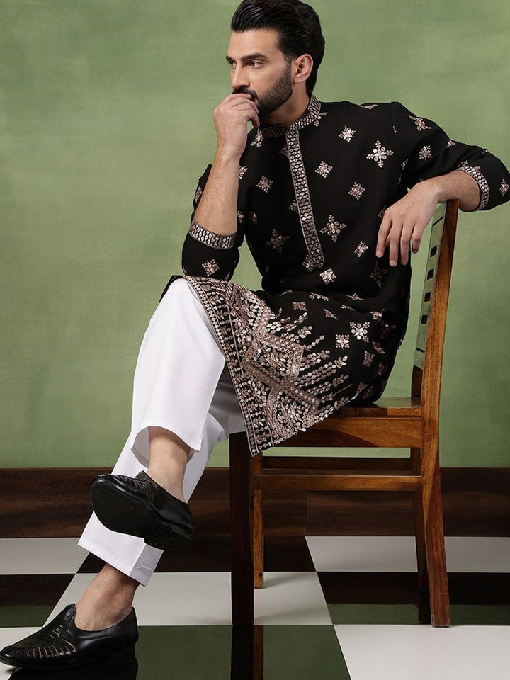 SOJANYA Men Bandhani Sulam Cermin Kerja Kurta
