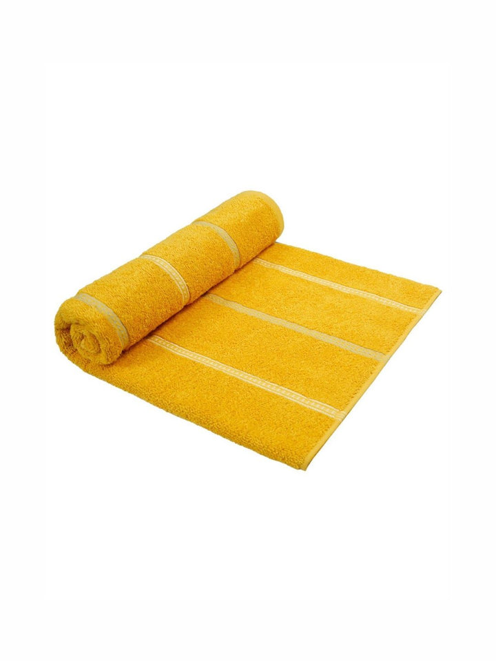 MYTRIDENT Yellow & White Striped Cotton 450 GSM Bath Towel
