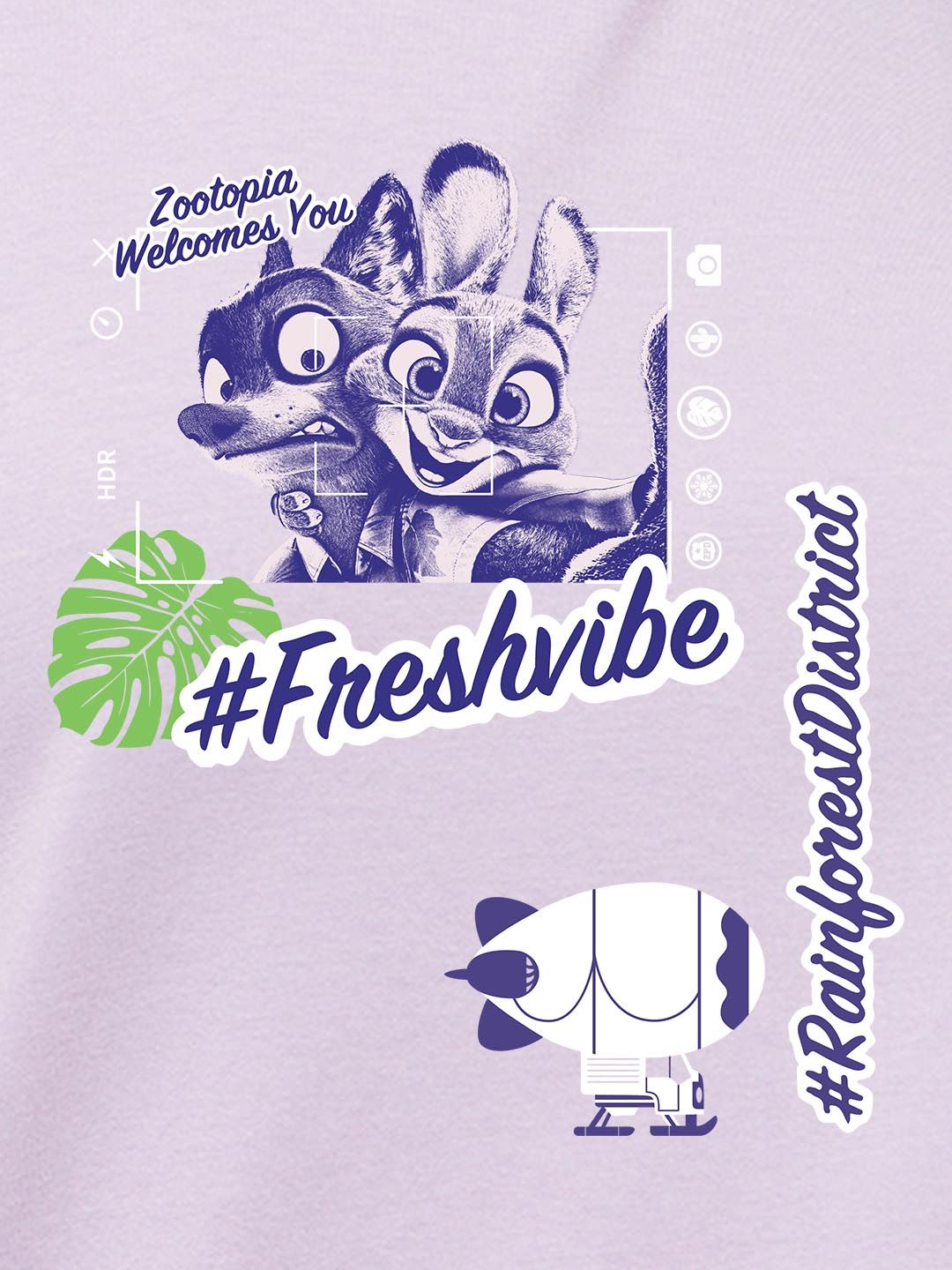 Bewakoof Official Disney Merchandise Zootopia Printed Pure Cotton Oversized T-Shirt