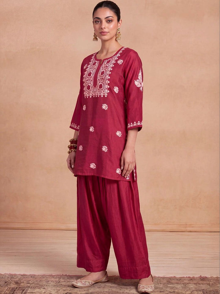House of Chikankari Women Ethnic Motifs Embroidered Regular Chikankari Kurta with Patiala