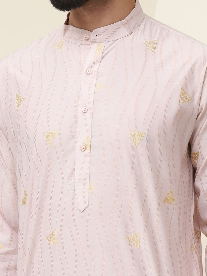 SOJANYA Geometric Woven Design Regular Jacqard Cotton Silk Silk Kurta With Pyjama