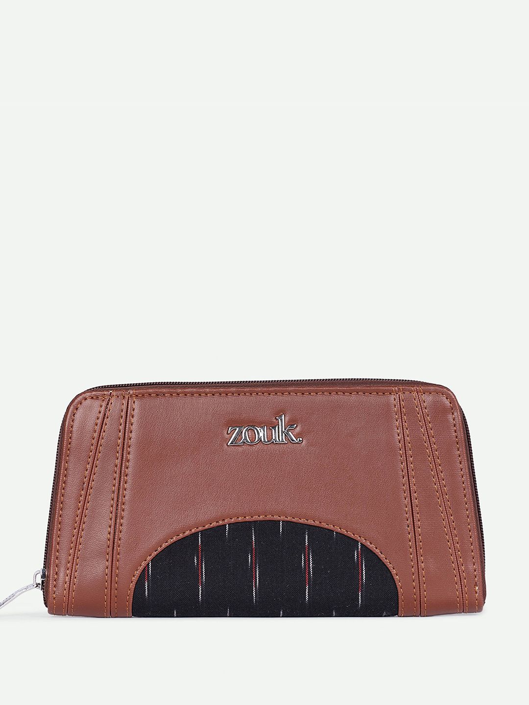 ZOUK Women Ethnic Motifs Printed Leather Zip Around Wallet