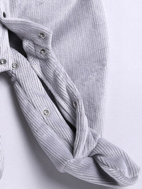 Moms Love Infant Boys Pure Cotton Velvet Finish Ribbed Hooded Sleepsuit