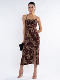 Dressberry Tropical Print A-Line Midi Dress