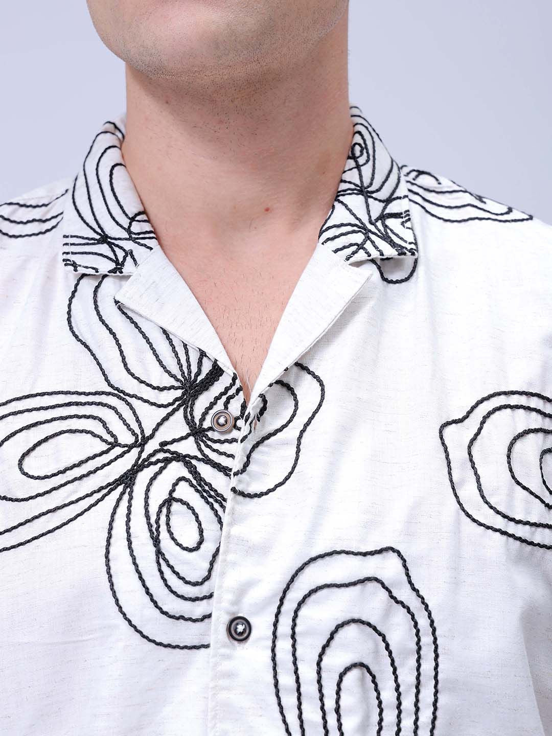 The Indian Garage Co Men Relaxed Fit Cuban Collar Floral Printed Casual Shirt