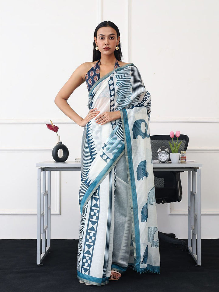 Tikhi Imli Abstract Printed Ready to Wear Saree