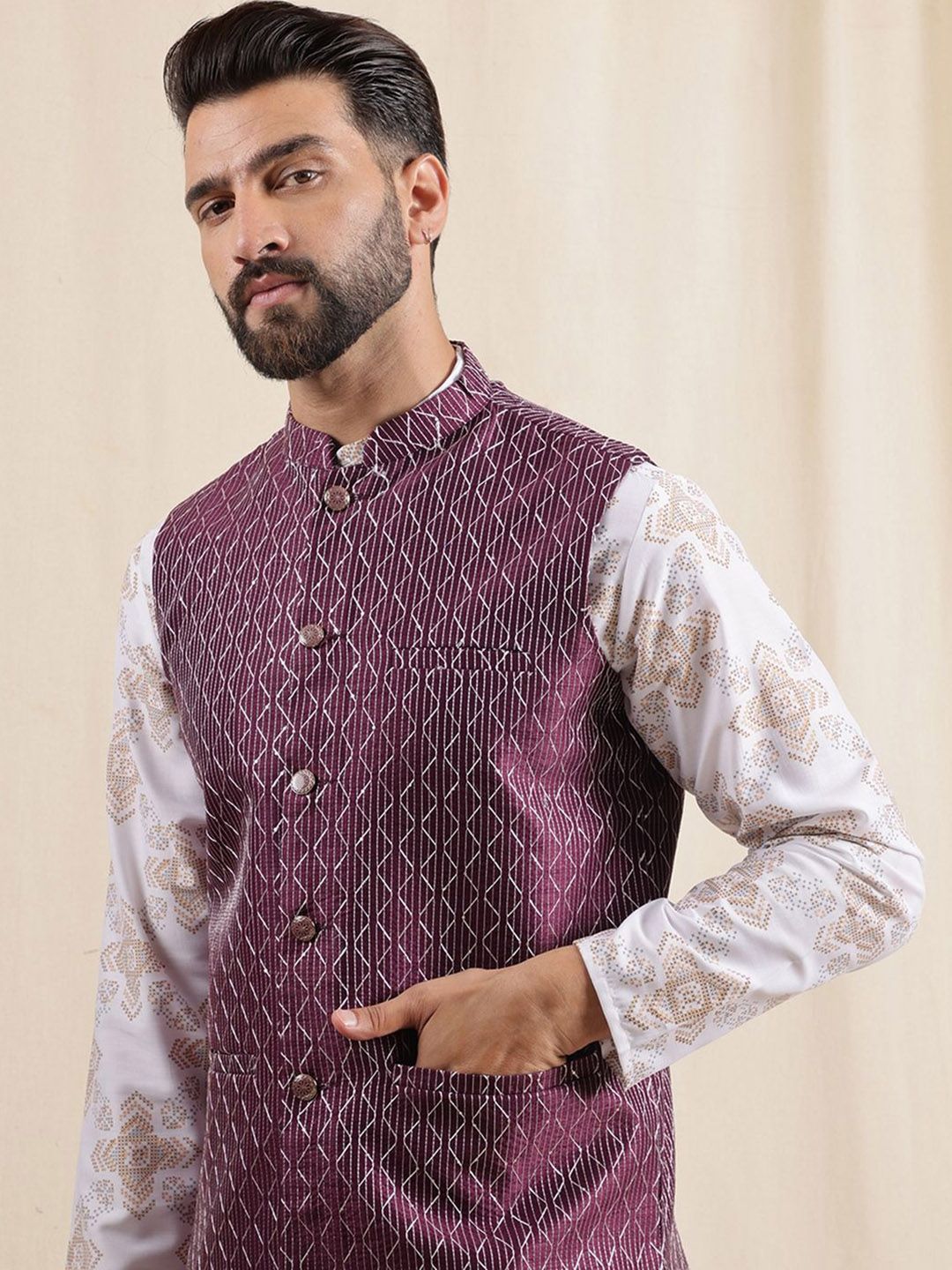 Anouk Men Striped Printed Kurta with Pyjamas
