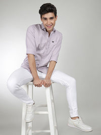 The Indian Garage Co Men Lavender Comfort Regular Fit Pure Cotton Casual Shirt