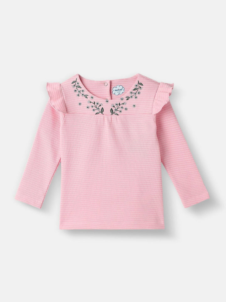 Nauti Nati Girls Embroidered Pure Cotton Top With Trousers