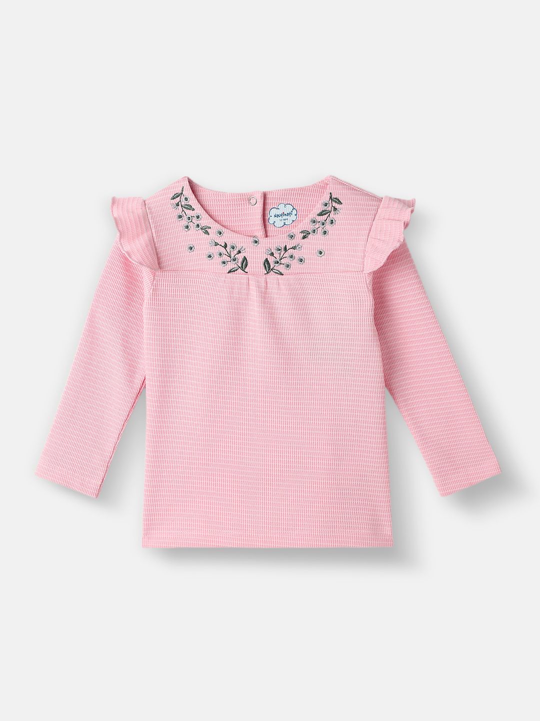Nauti Nati Girls Embroidered Pure Cotton Top With Trousers