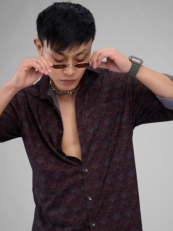 VASTRADO Men Classic Spread Collar Floral Printed Cotton Slim Fit Casual Shirt