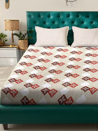 KLOTTHE Beige Geometric 400 TC Cadar Katil King dengan 2 Sarung Bantal