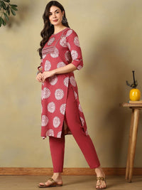 Mamicha Women Ethnic Motifs Printed Regular Mirror Work Pure Cotton Kurta with Trousers & With Dupatta