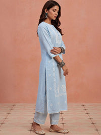 House of Chikankari Women Regular Chikankari Kurta with Trousers