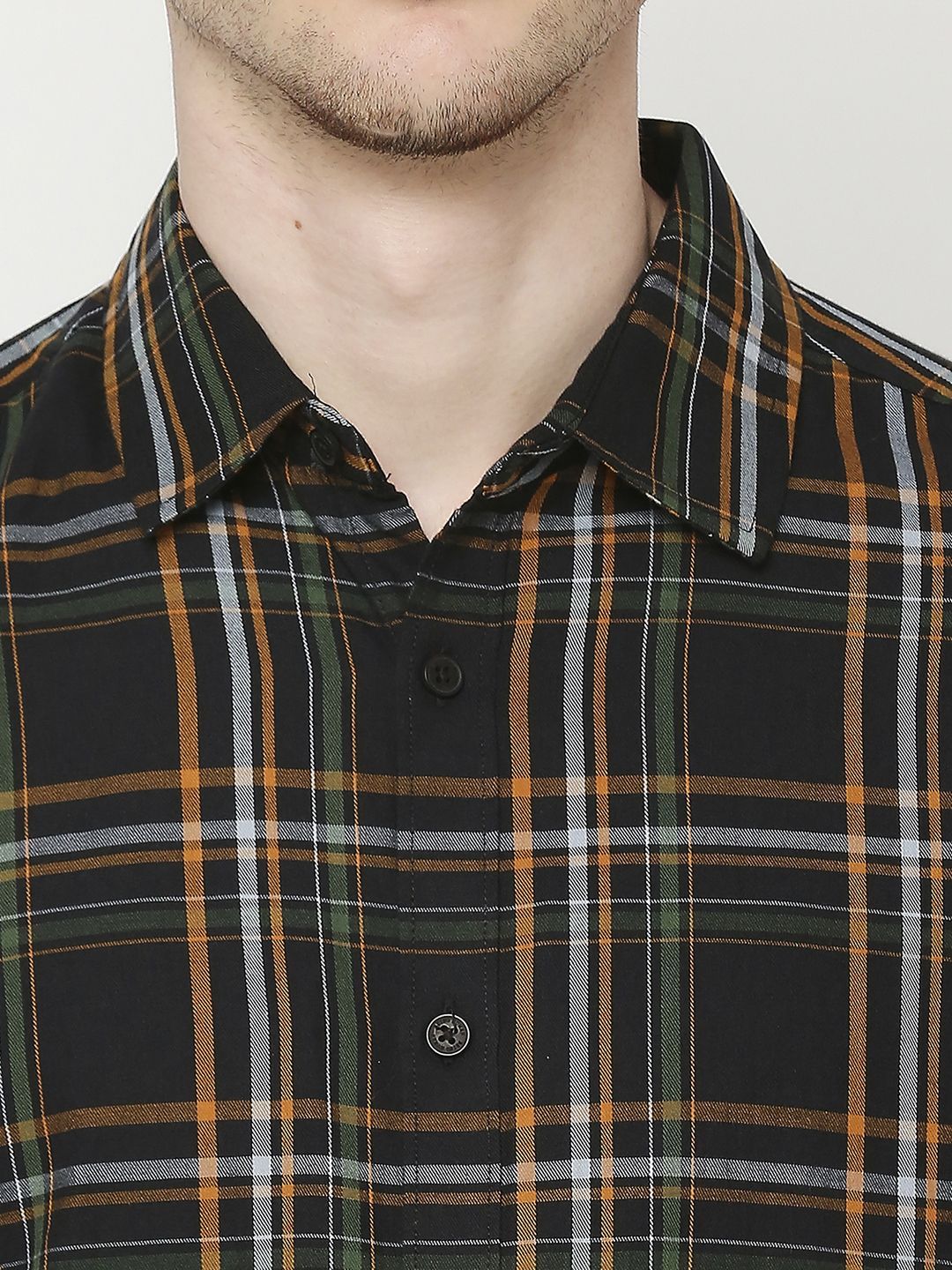 Being Human Men Classic Slim Fit Spread Collar Tartan Checked Cotton Casual Shirt