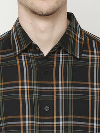 Being Human Men Classic Slim Fit Spread Collar Tartan Checked Cotton Casual Shirt