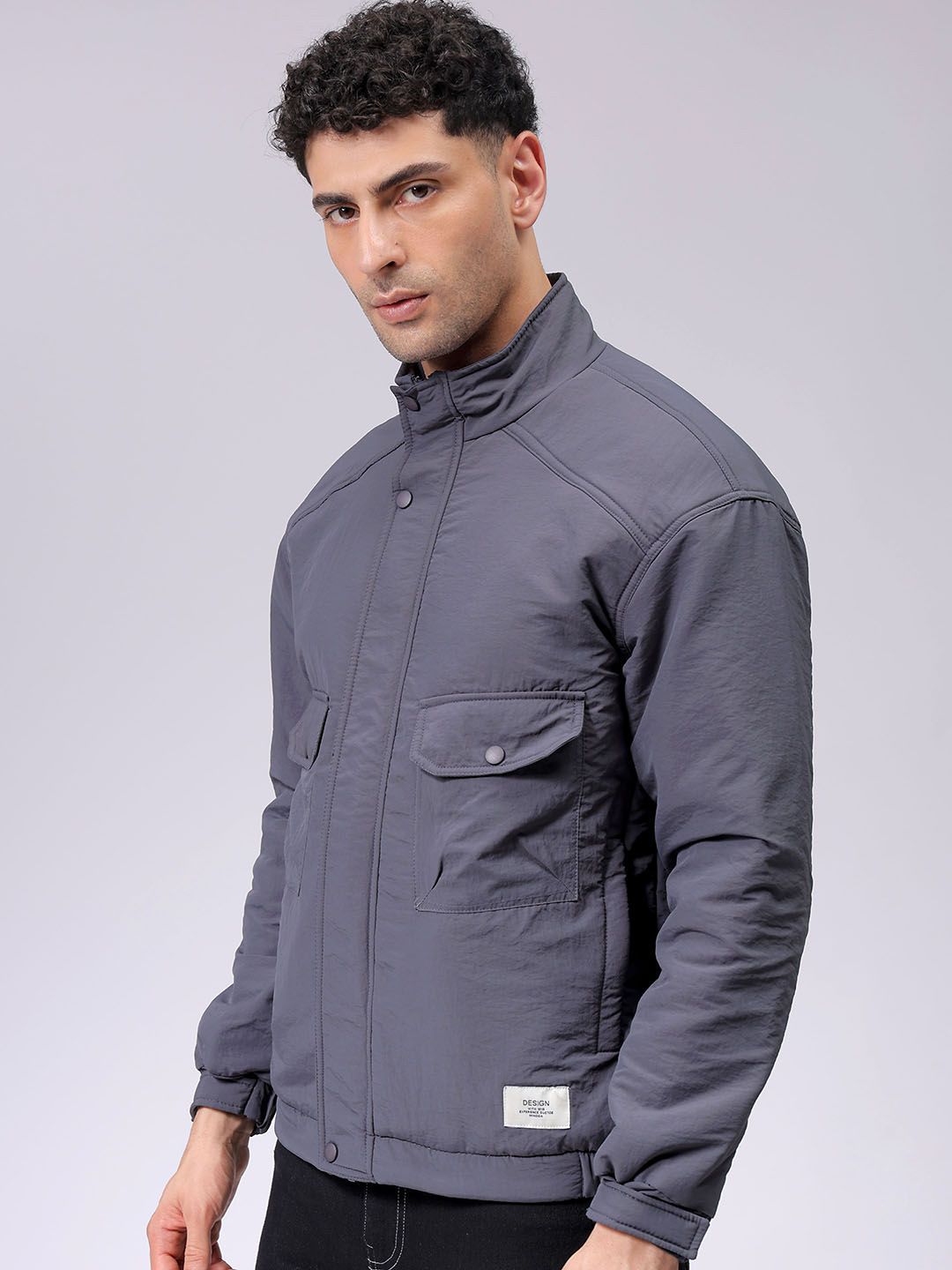 The Indian Garage Co Men Quilted Jacket with Patchwork