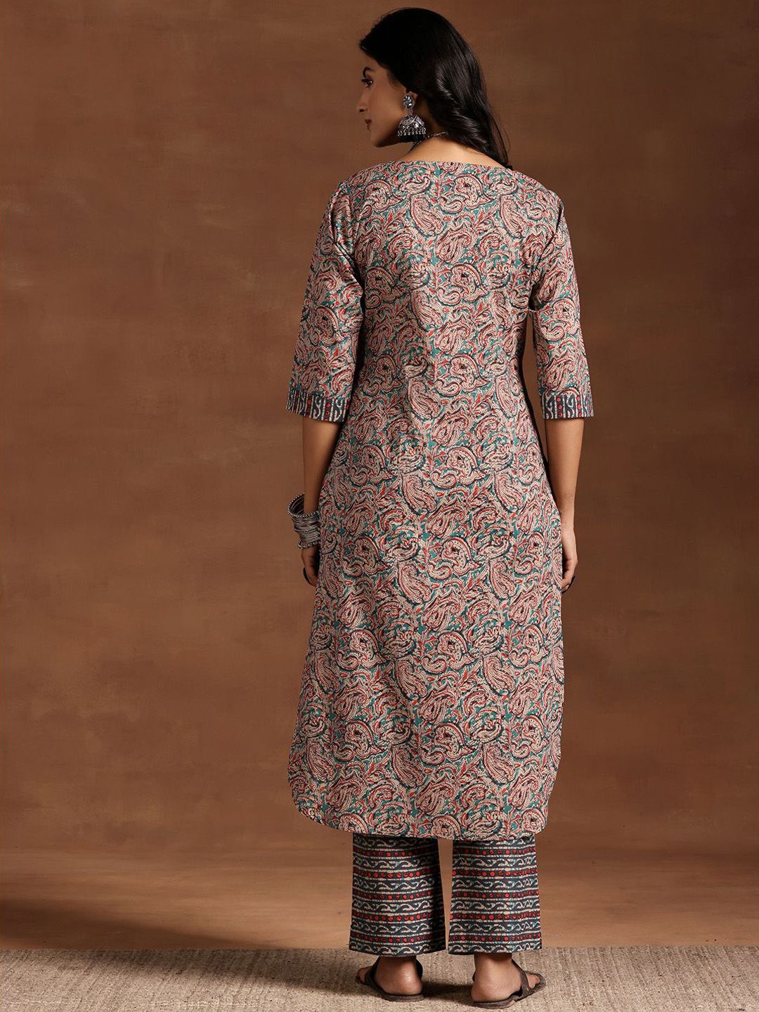 Libas Women Paisley Printed Regular Pure Cotton Kurta with Trousers