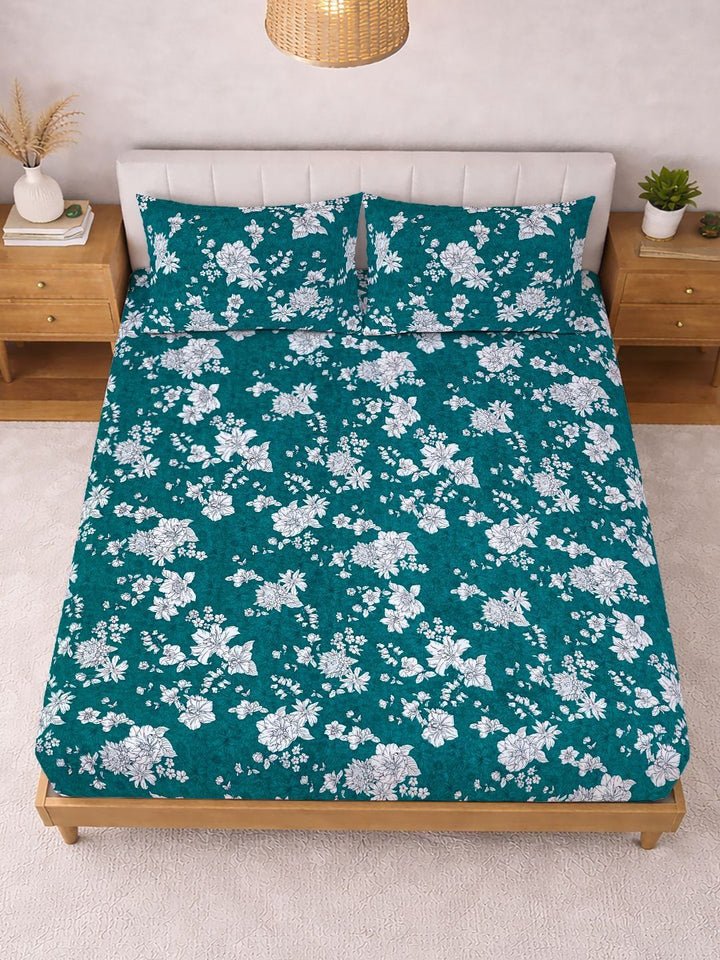 KLOTTHE Green Floral 300 TC Cadar King