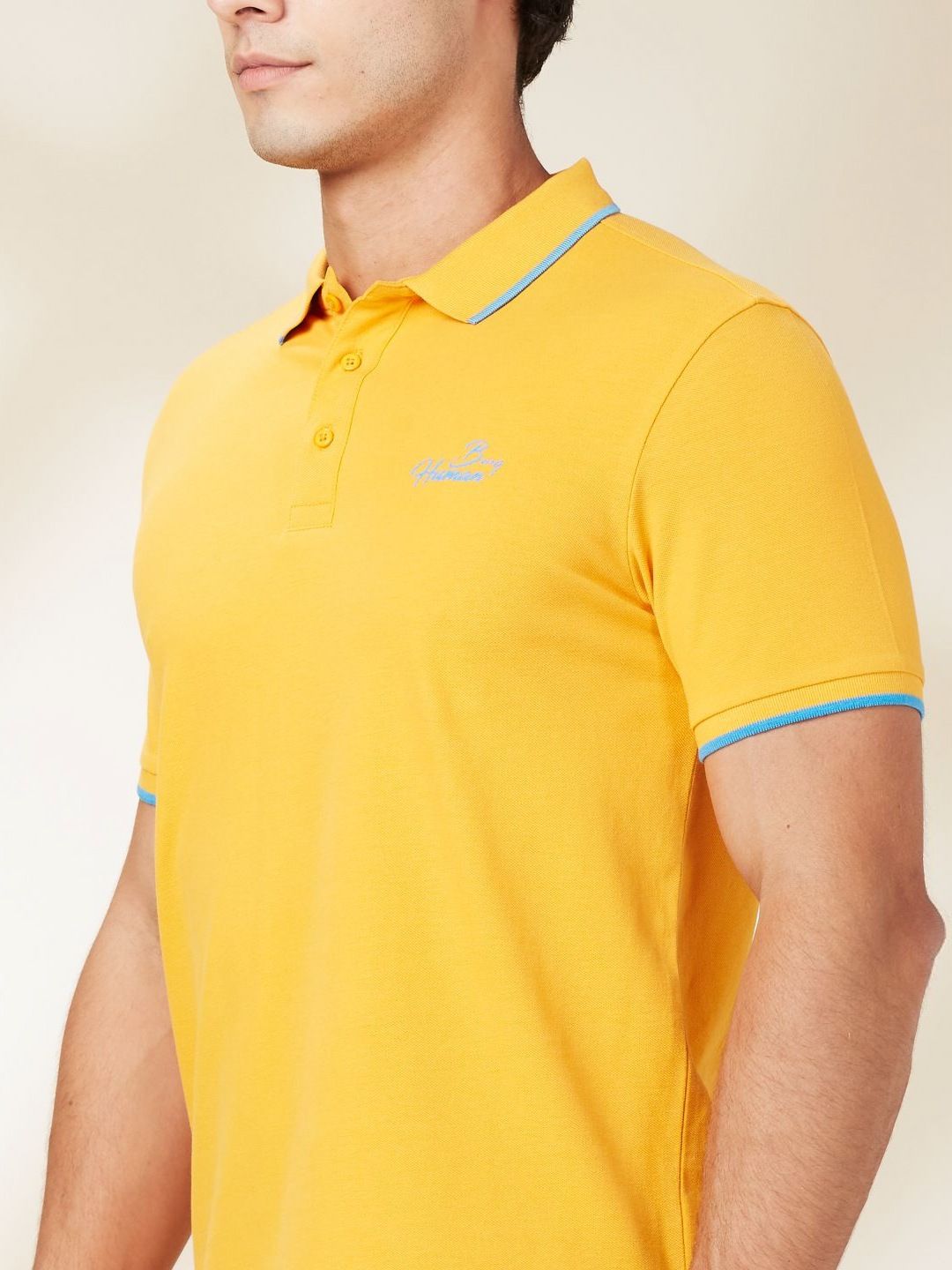 Being Human Men Solid Polo Collar Cotton T-Shirt