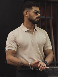Powerlook Men Self Design Polo Collar Cotton T-shirt