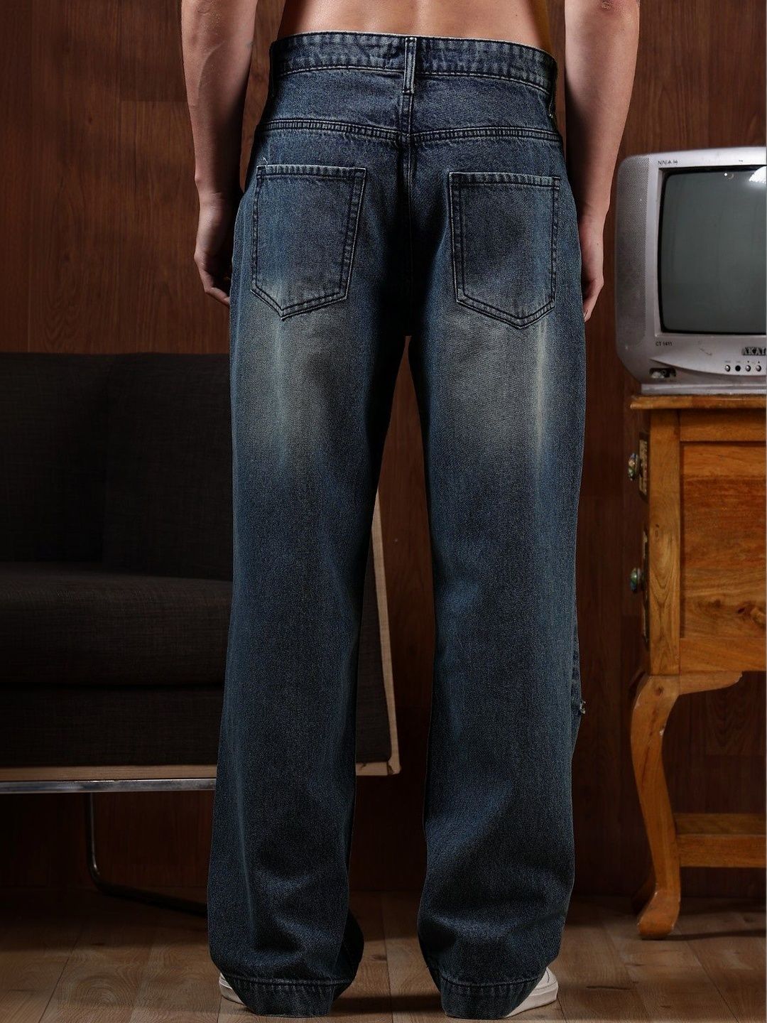 Eszett Denims Blue Light Fade High-Rise Baggy Fit Jeans
