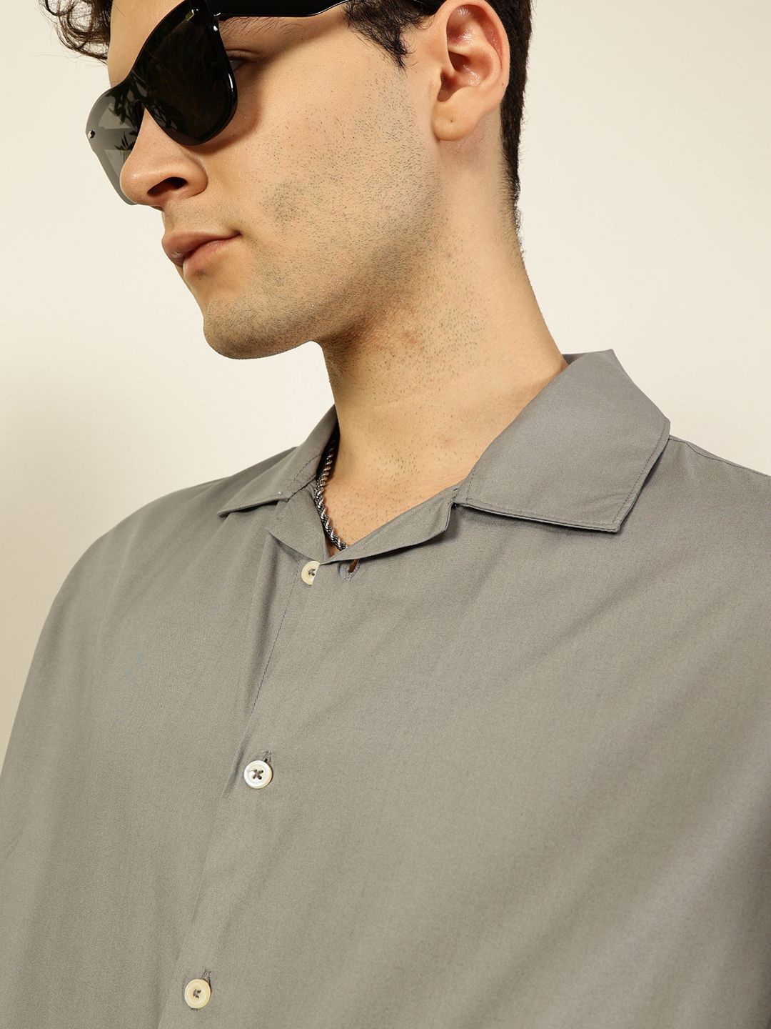 Thomas Scott Men Premium Cuban Collar Solid Oversized Casual Shirt