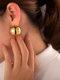 Anting-anting kancing kontemporari bersalut emas masin